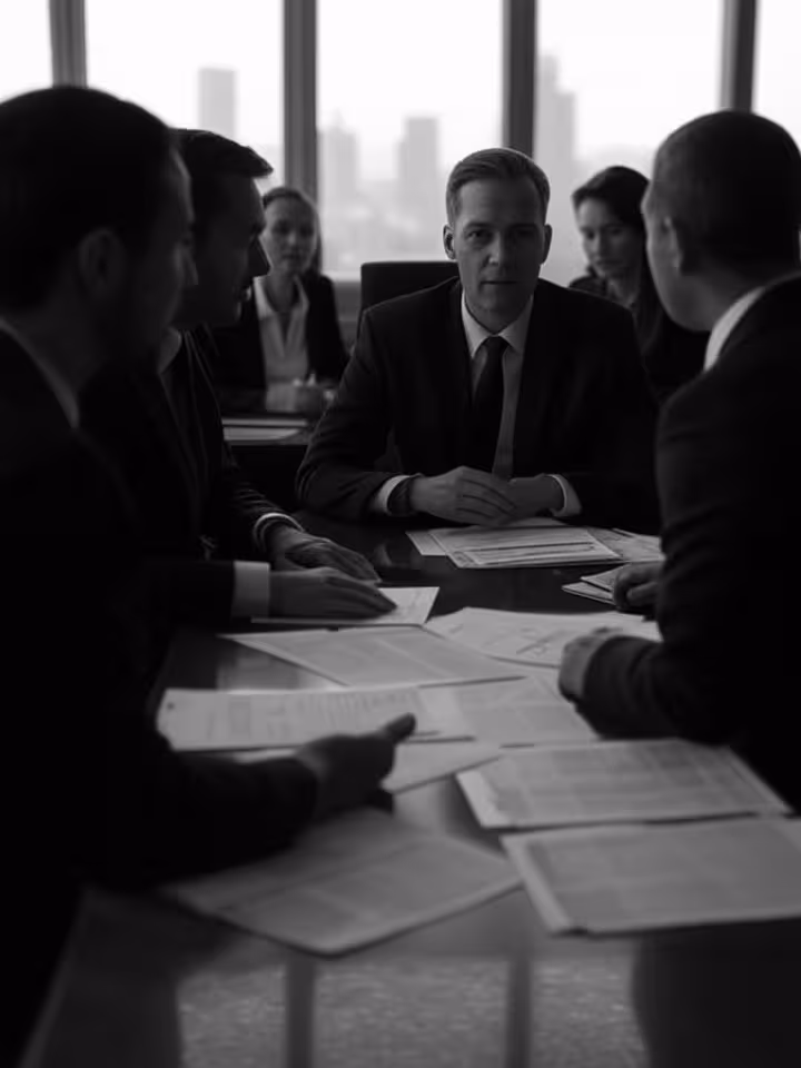 Financial planning meeting with budget spreadsheets and international market analysis documents, bus